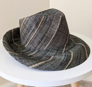 Lightweight raffia fedora hat made in Madagascar, Gray